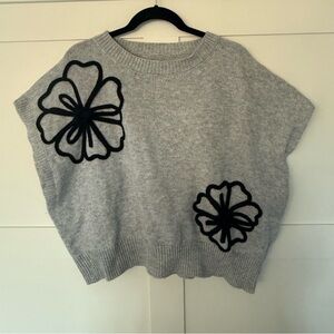 SHEIN Curve Grey Batwing Cropped Sweater with Black Floral Design - 2XL - NEW